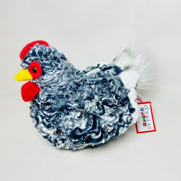 Douglas Black & White Plush Pepper Chicken Hen Bird #1785 NWT Stuffed Animal - Picture 1 of 8